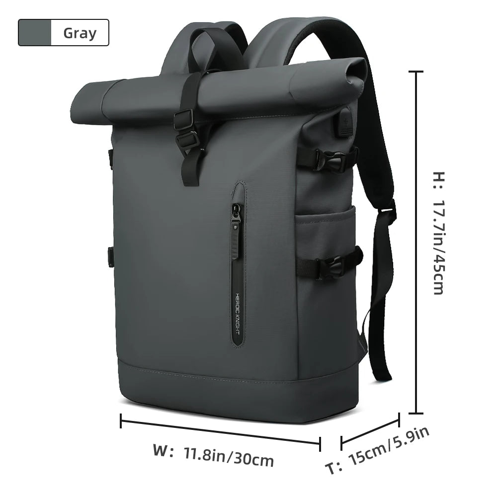 Expandable roll top Travel Backpack Large Capacity Waterproof 15.6” Laptop Bag