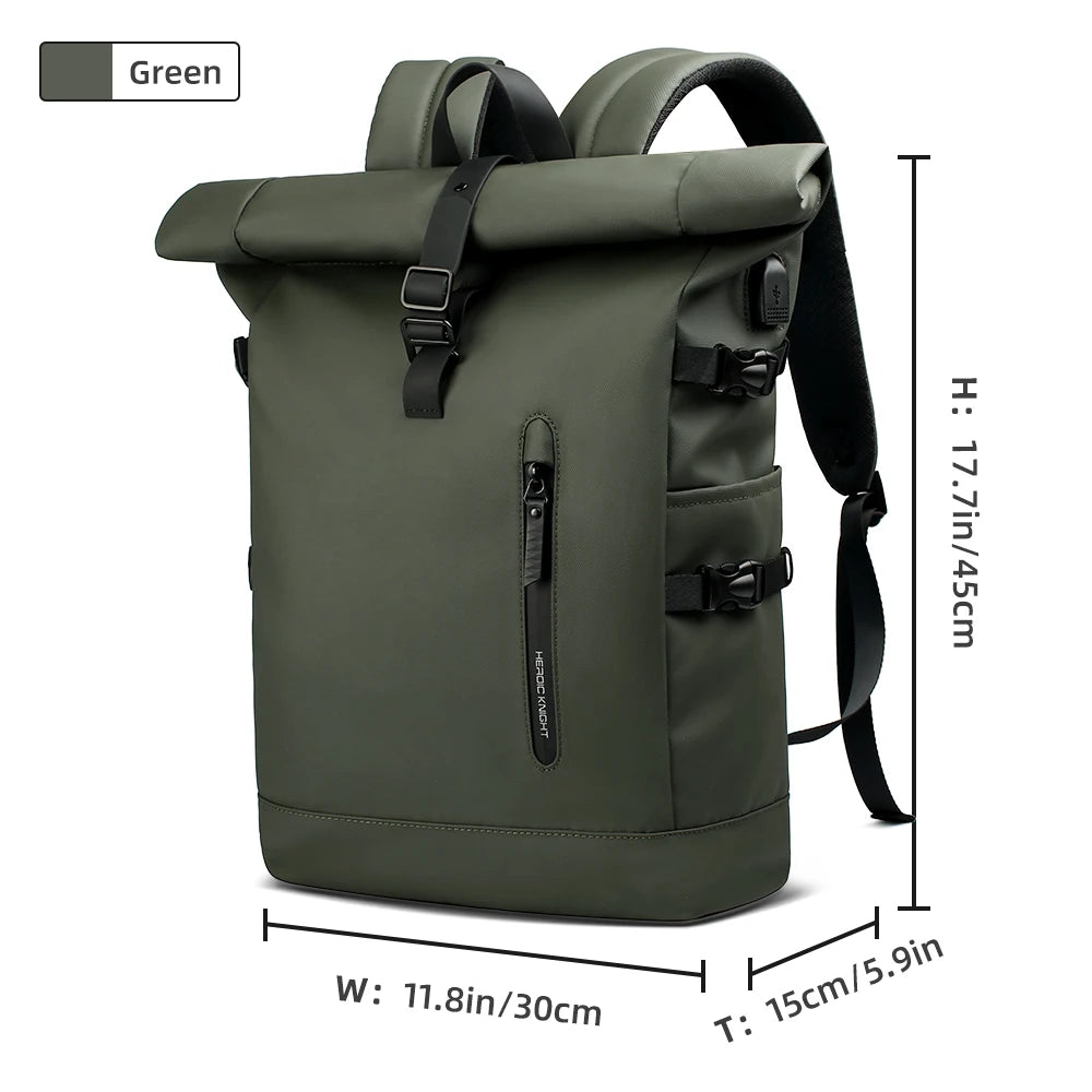 Expandable roll top Travel Backpack Large Capacity Waterproof 15.6” Laptop Bag