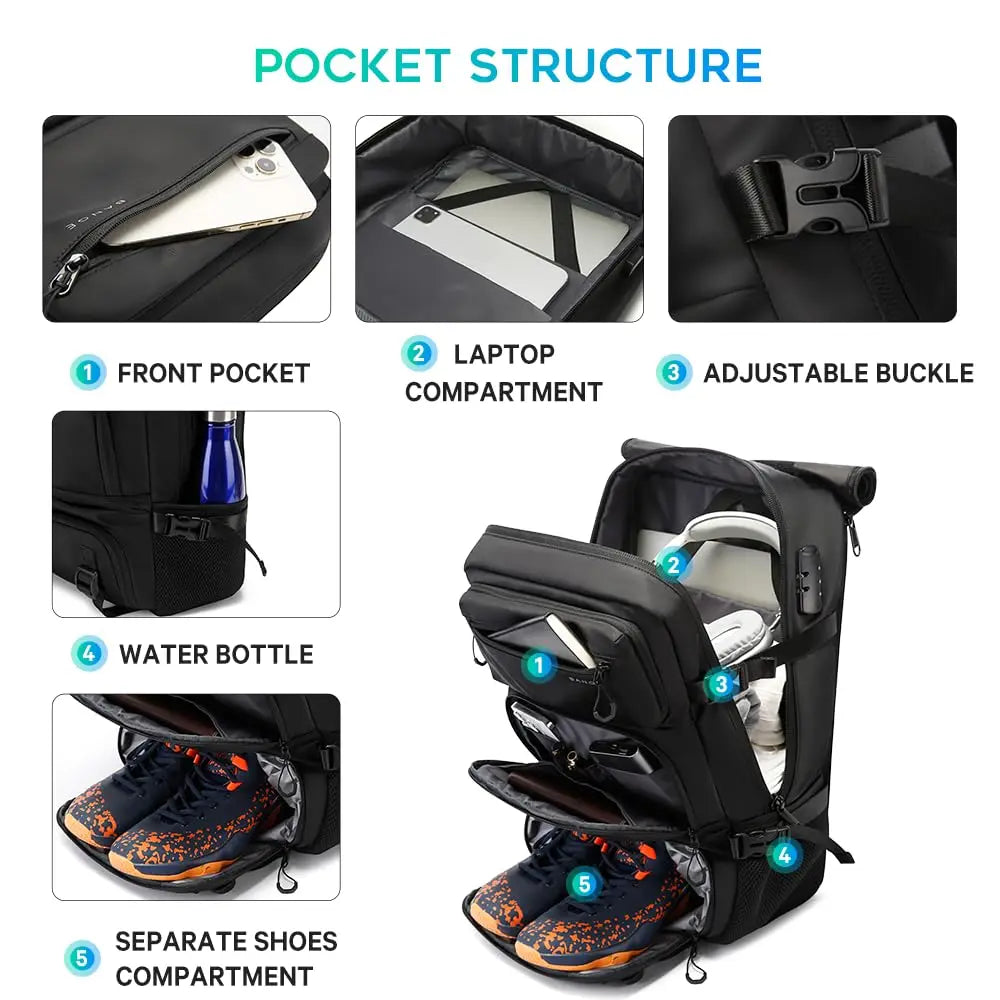 30L Anti-Theft Waterproof Hiking Camping Backpack