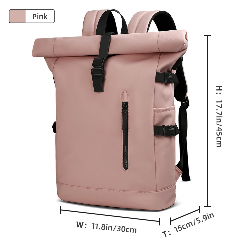 Expandable roll top Travel Backpack Large Capacity Waterproof 15.6” Laptop Bag