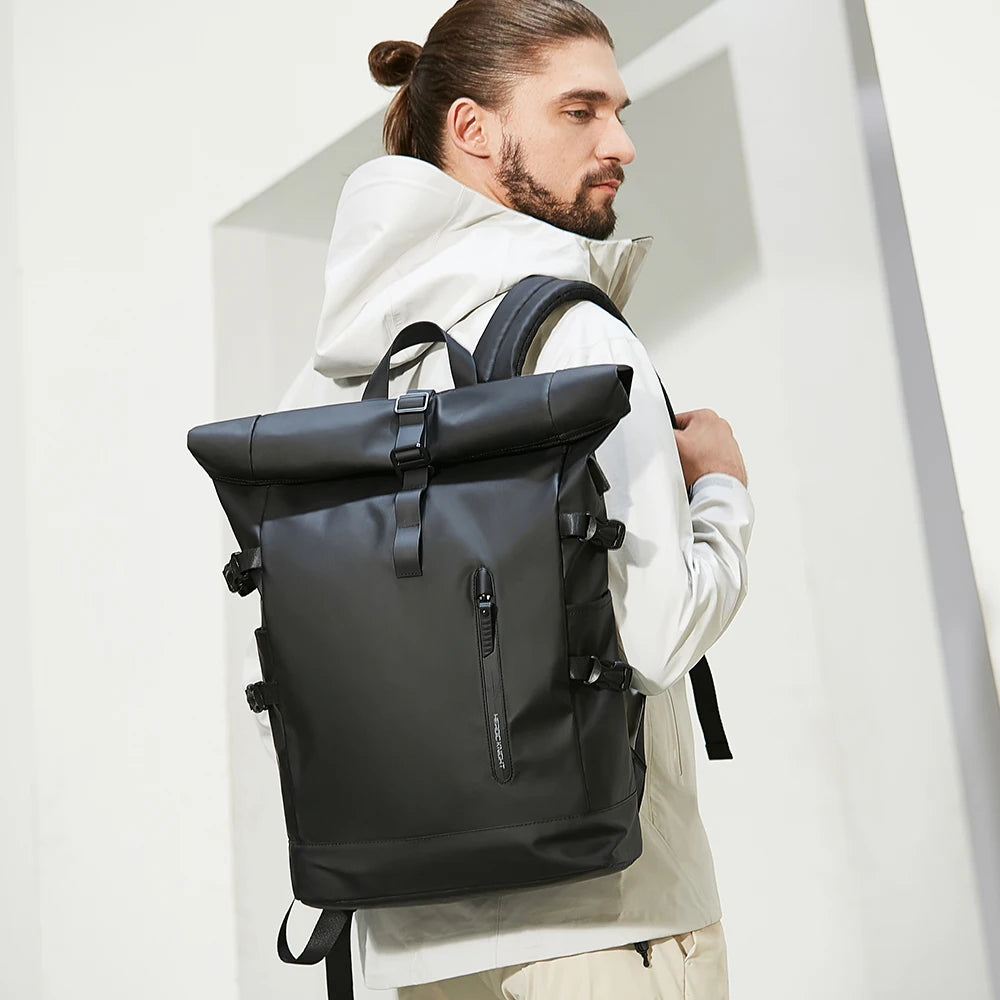 Expandable roll top Travel Backpack Large Capacity Waterproof 15.6” Laptop Bag